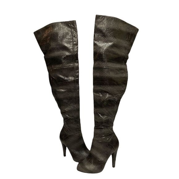 Colin Stuart Snake Print over the knee Heeled Boots size 6B A11 - Picture 1 of 10